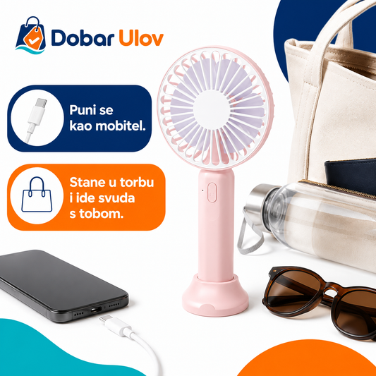 Ručni ventilator - Puni se kao mobitel | 1+1 GRATIS