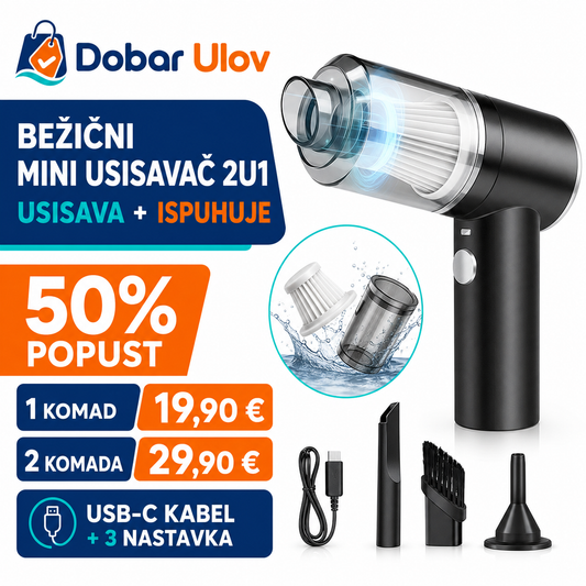 Bežični Mini Usisavač 2u1 | Usisava i ispuhuje