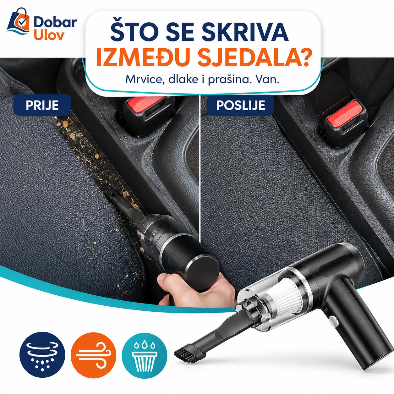 Bežični Mini Usisavač 2u1 | Usisava i ispuhuje
