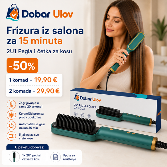 2U1 Pegla i četka za kosu