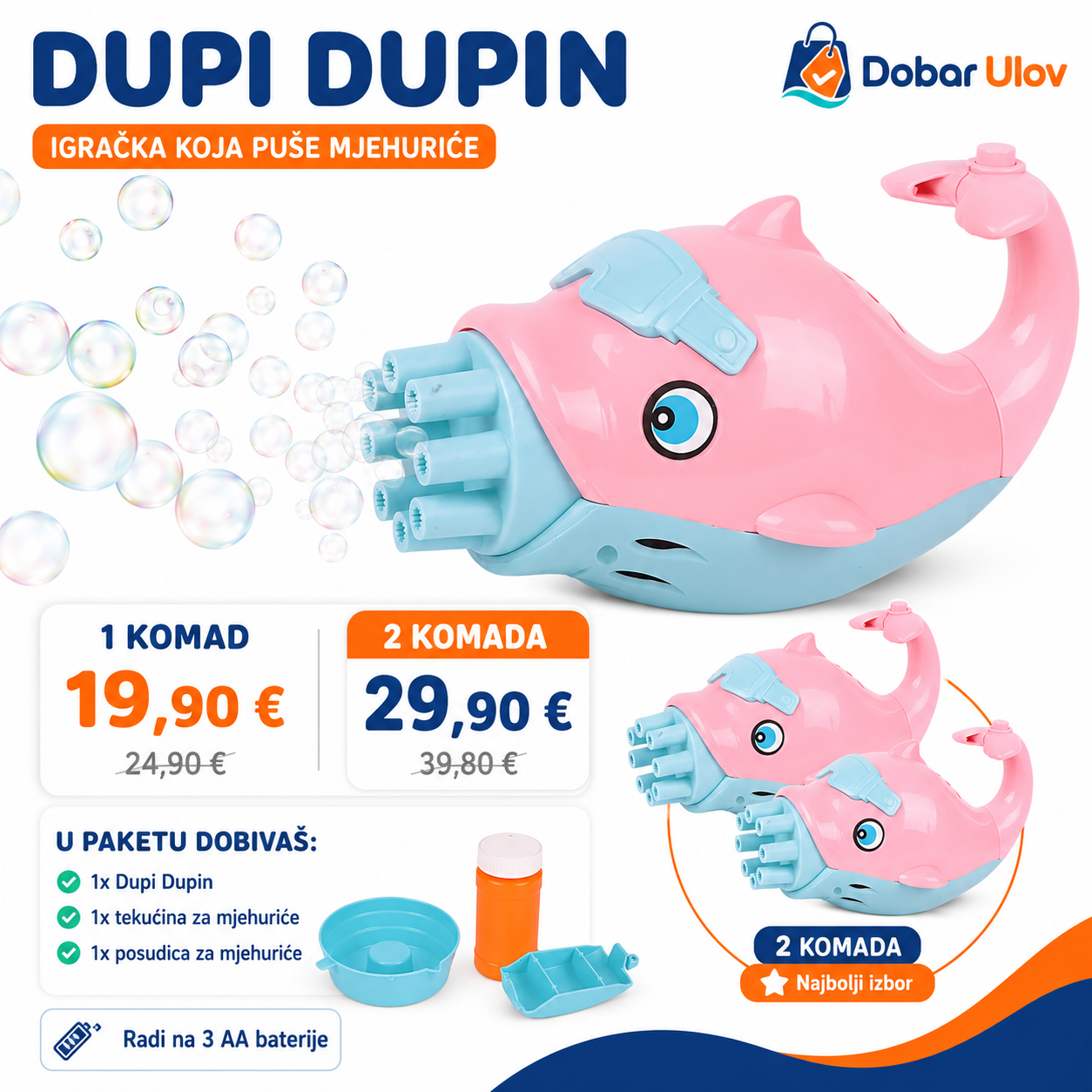 Dupi Dupin - Igračka koja puše mjehuriće